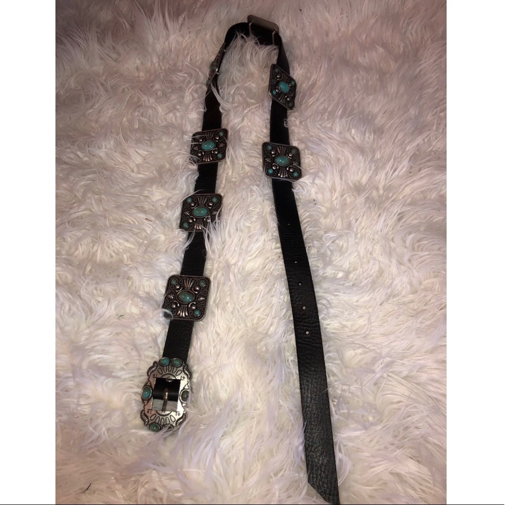 Black leather concho belt